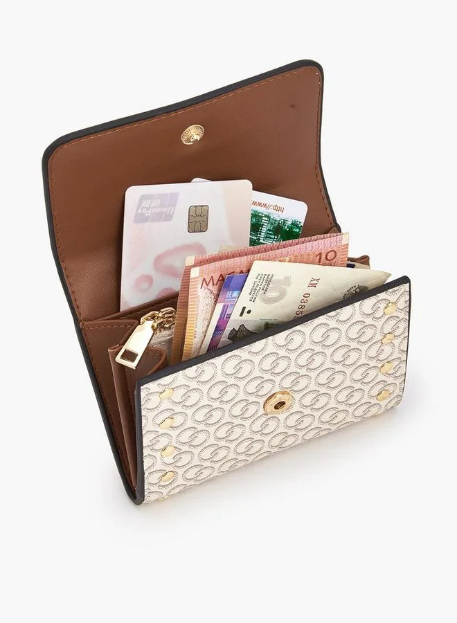 سيليست Stud Embellished Wallet with Button Closure